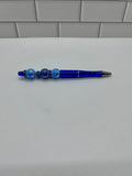 Beaded Ballpoint Pens-Metallic Blue Acrylic