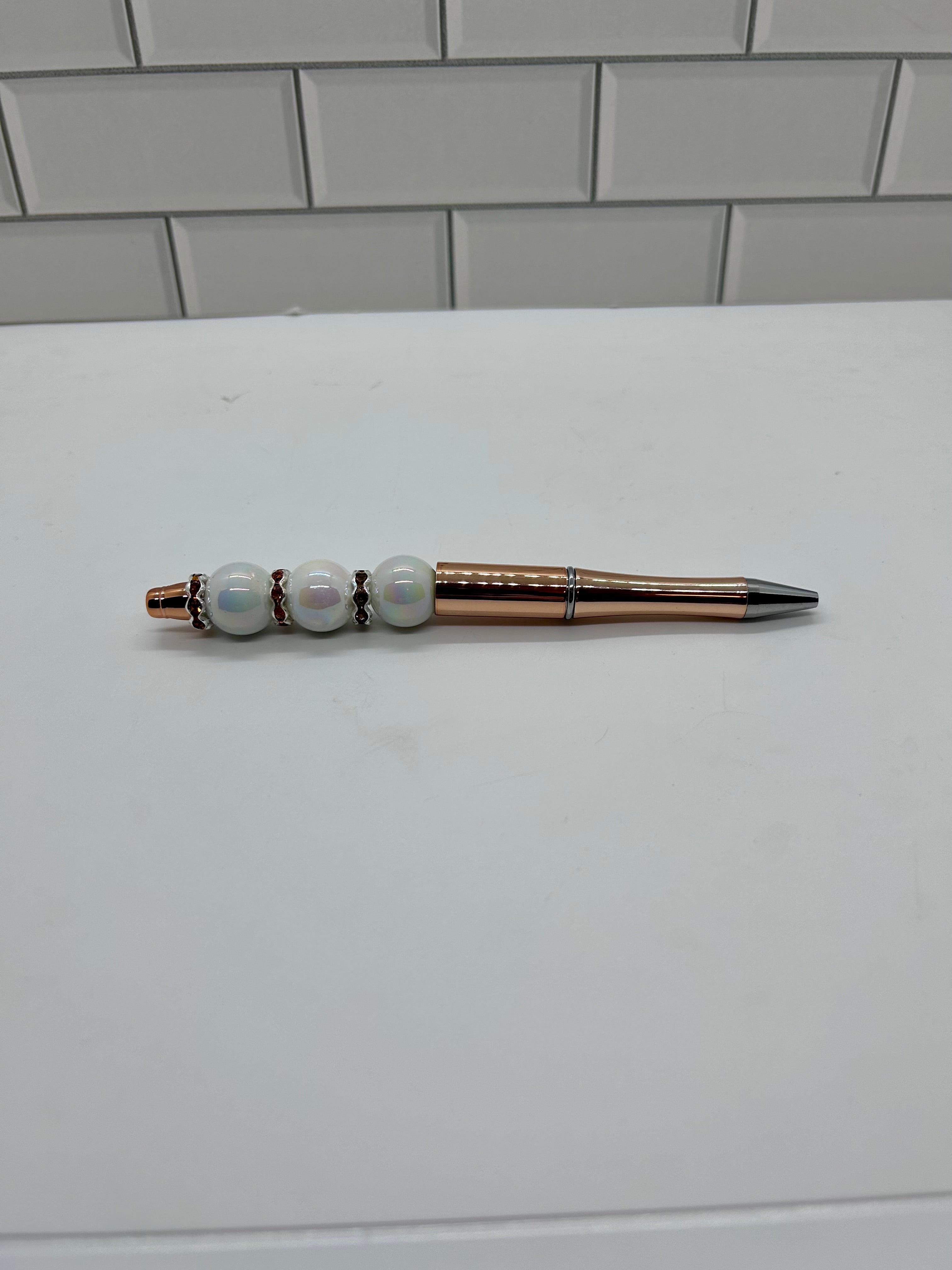 Beaded Ballpoint Pens-Metallic Copper Acrylic