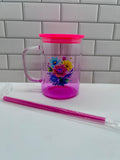 Mug isotherme en verre Ombré de 47 cl, rose vif, motif floral