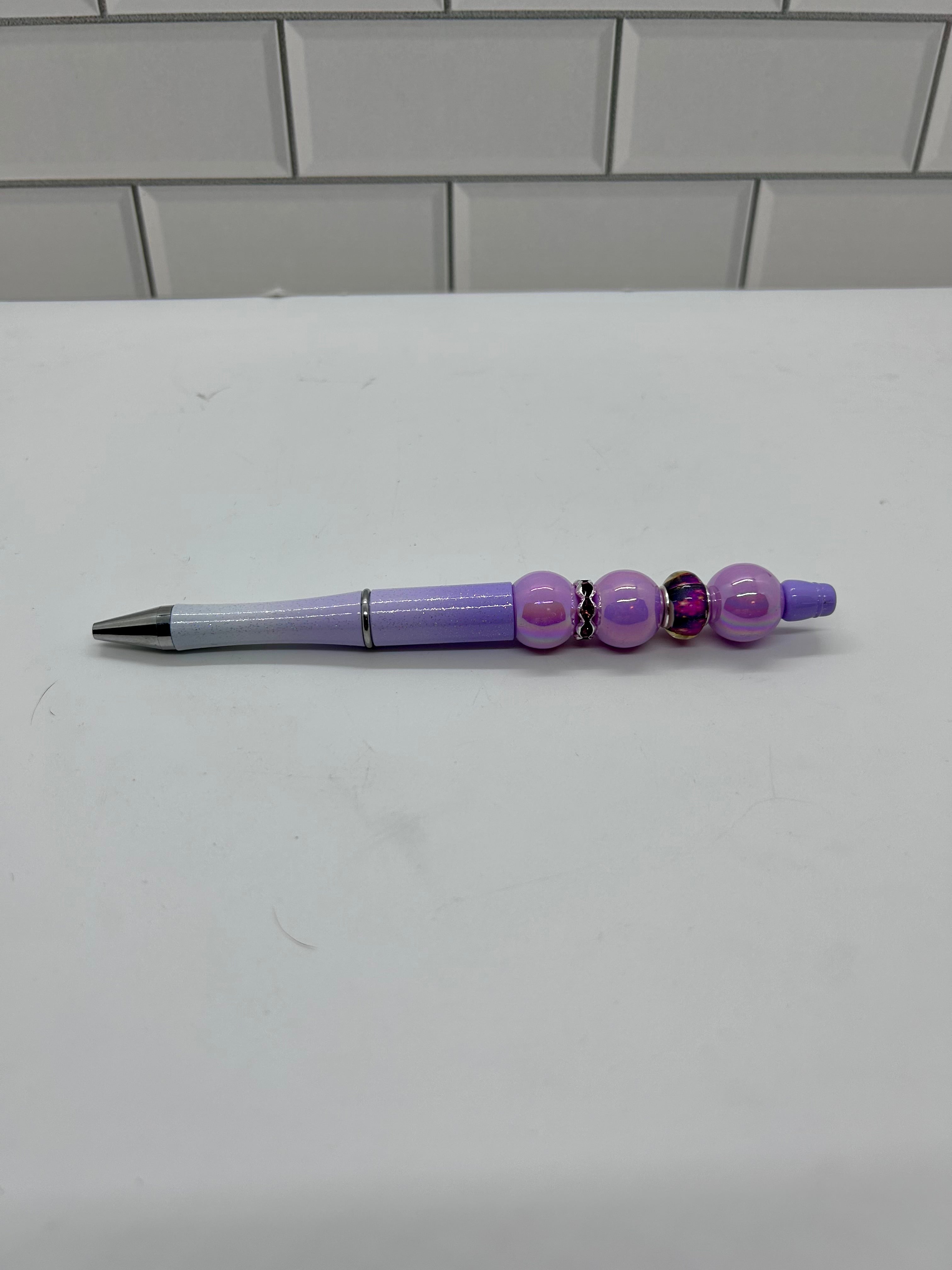 Ombré Purple Beaded Ballpoint Pen Acrylic