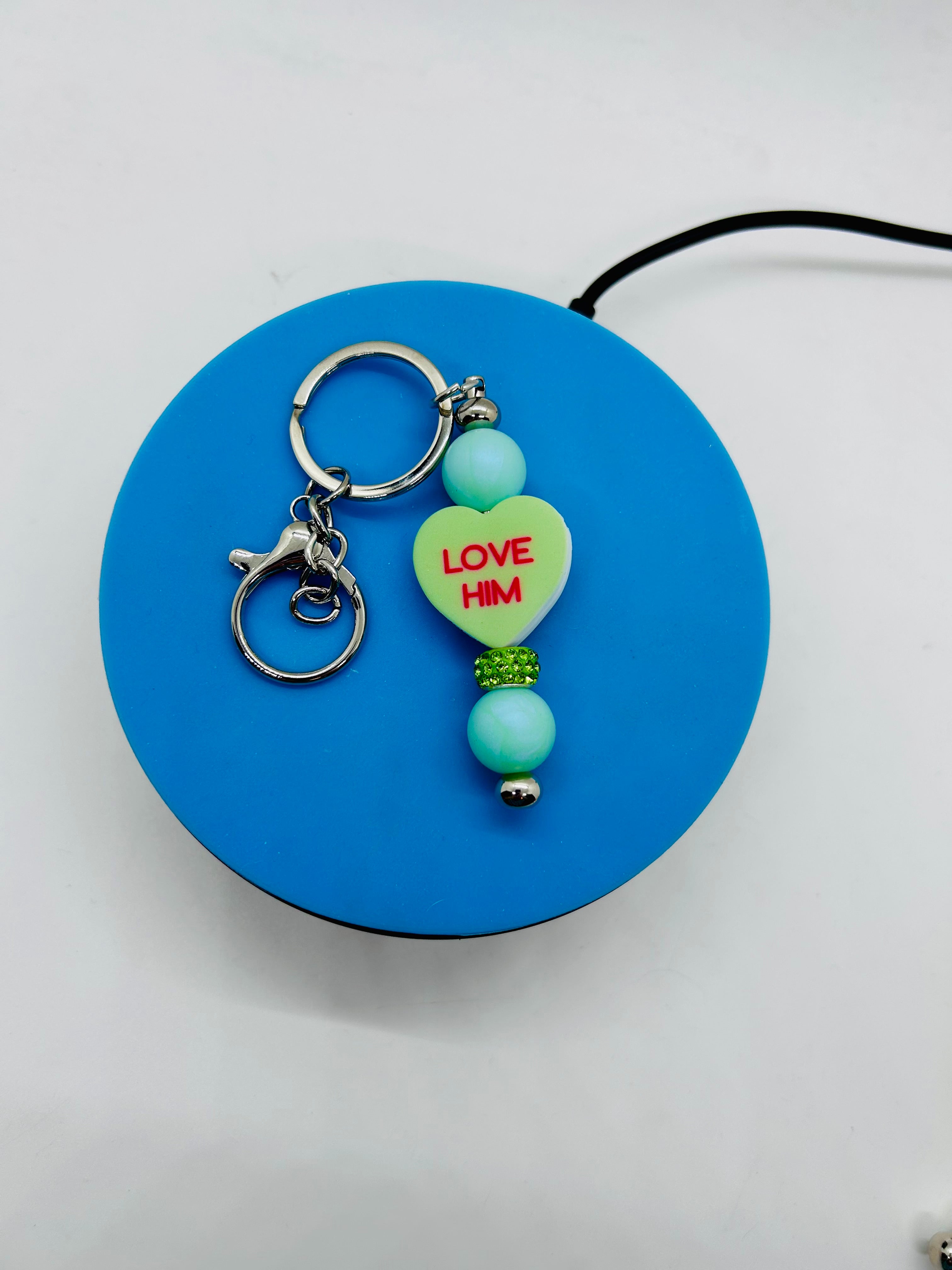 Porte-clés à perles thème Saint-Valentin