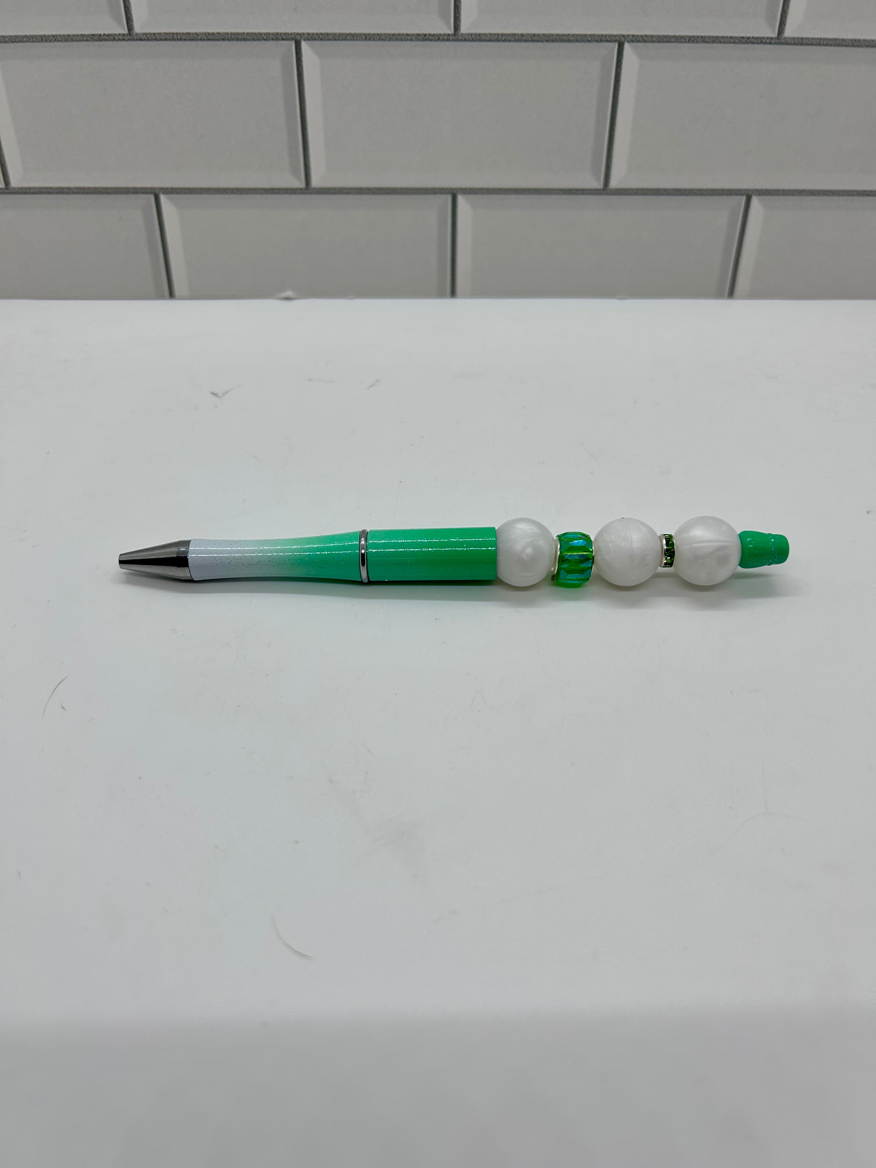 Ombré Green Beaded Ballpoint Pen Silicone