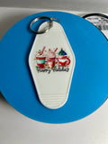 Retro Style Motel Keychain With Christmas Design
