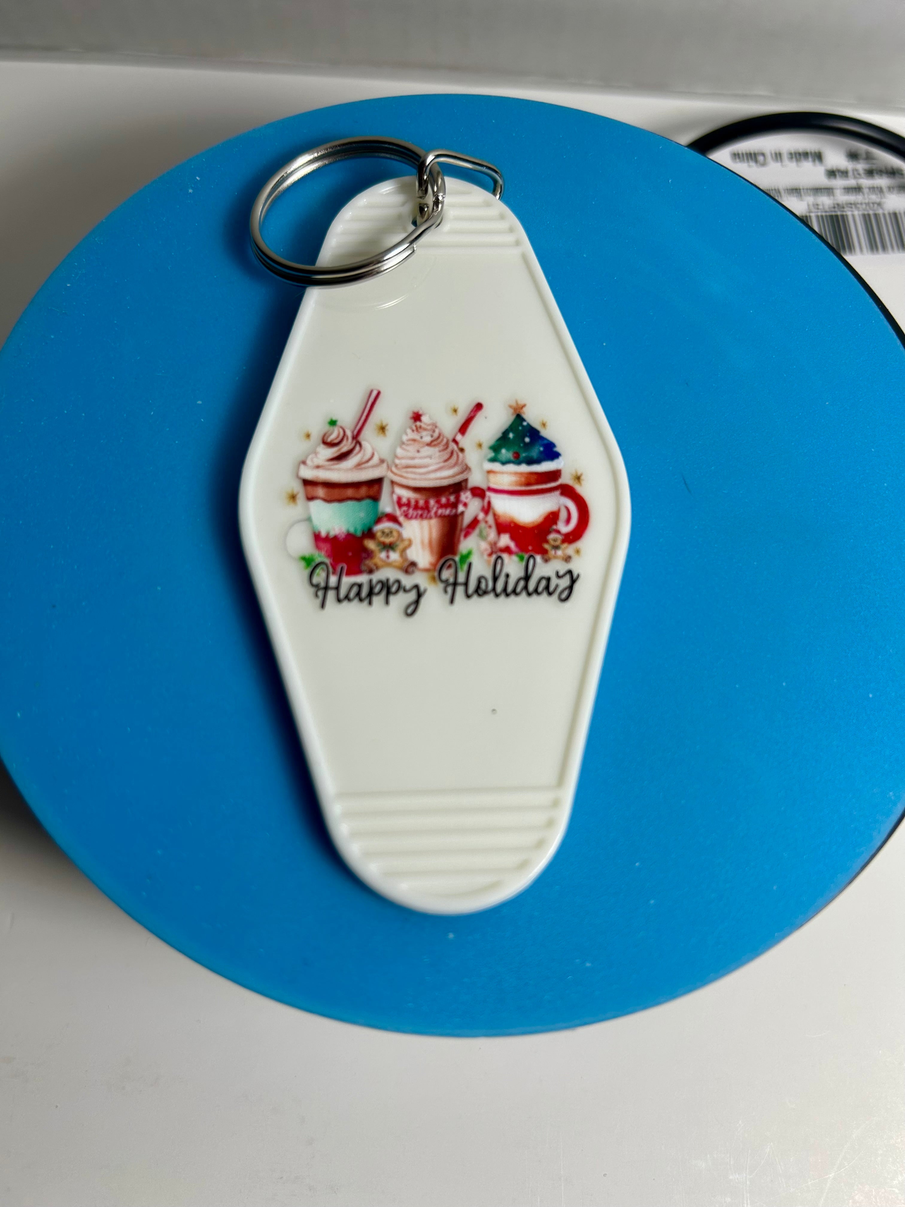 Retro Style Motel Keychain With Christmas Design