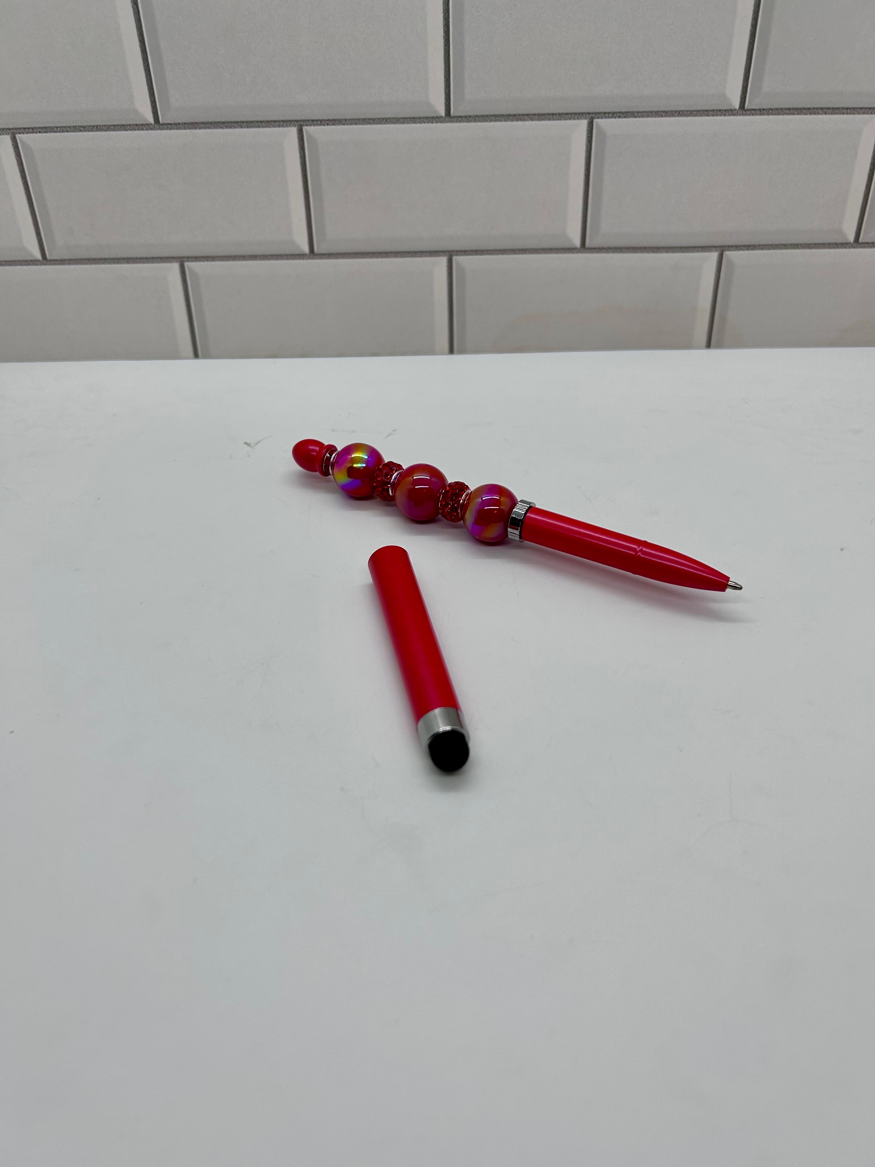 Beaded Stylus/Pen-Red Acrylic
