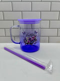 16 oz Ombre Glass Tumbler Mug, Purple with Inspiration Theme