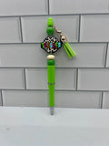 Beaded Ballpoint Pens-Green with Teacher Theme