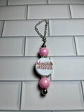 Beaded Cup Charm’s-Pink Acrylic with Focal