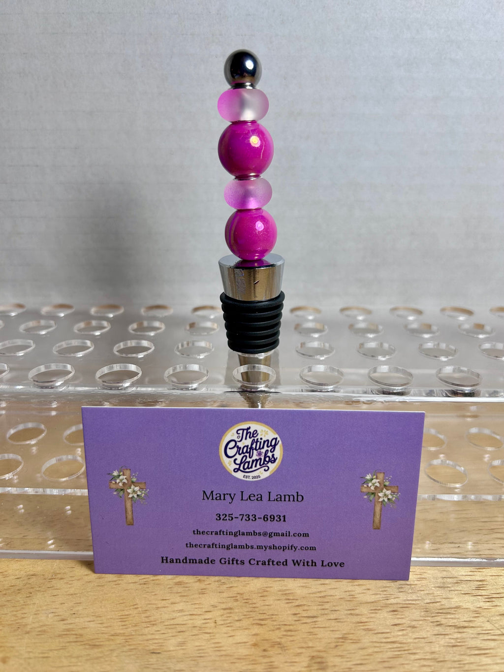Beaded Wine Stopper-Pink