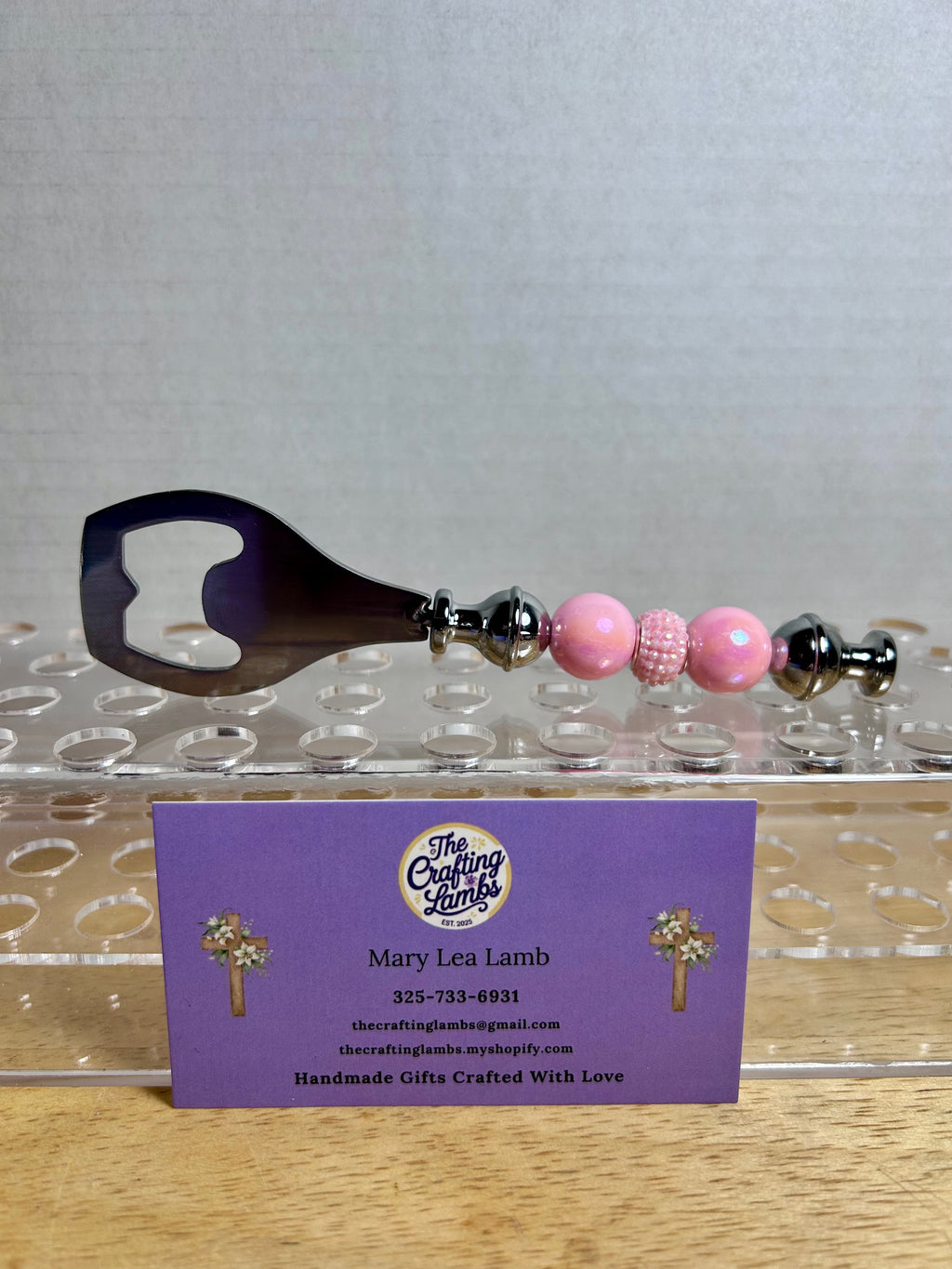 Beaded Bottle Opener-Pink