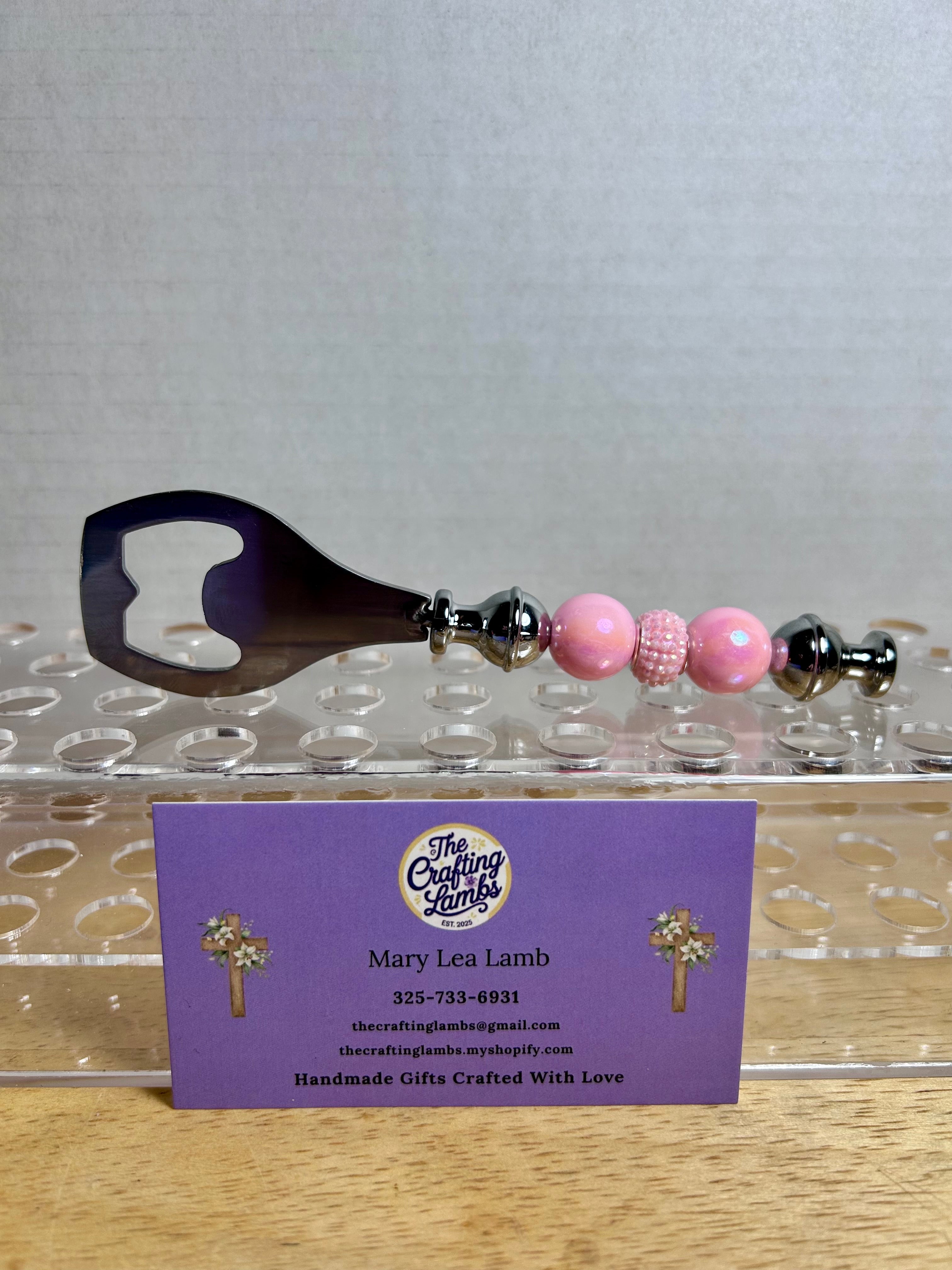 Beaded Bottle Opener-Pink