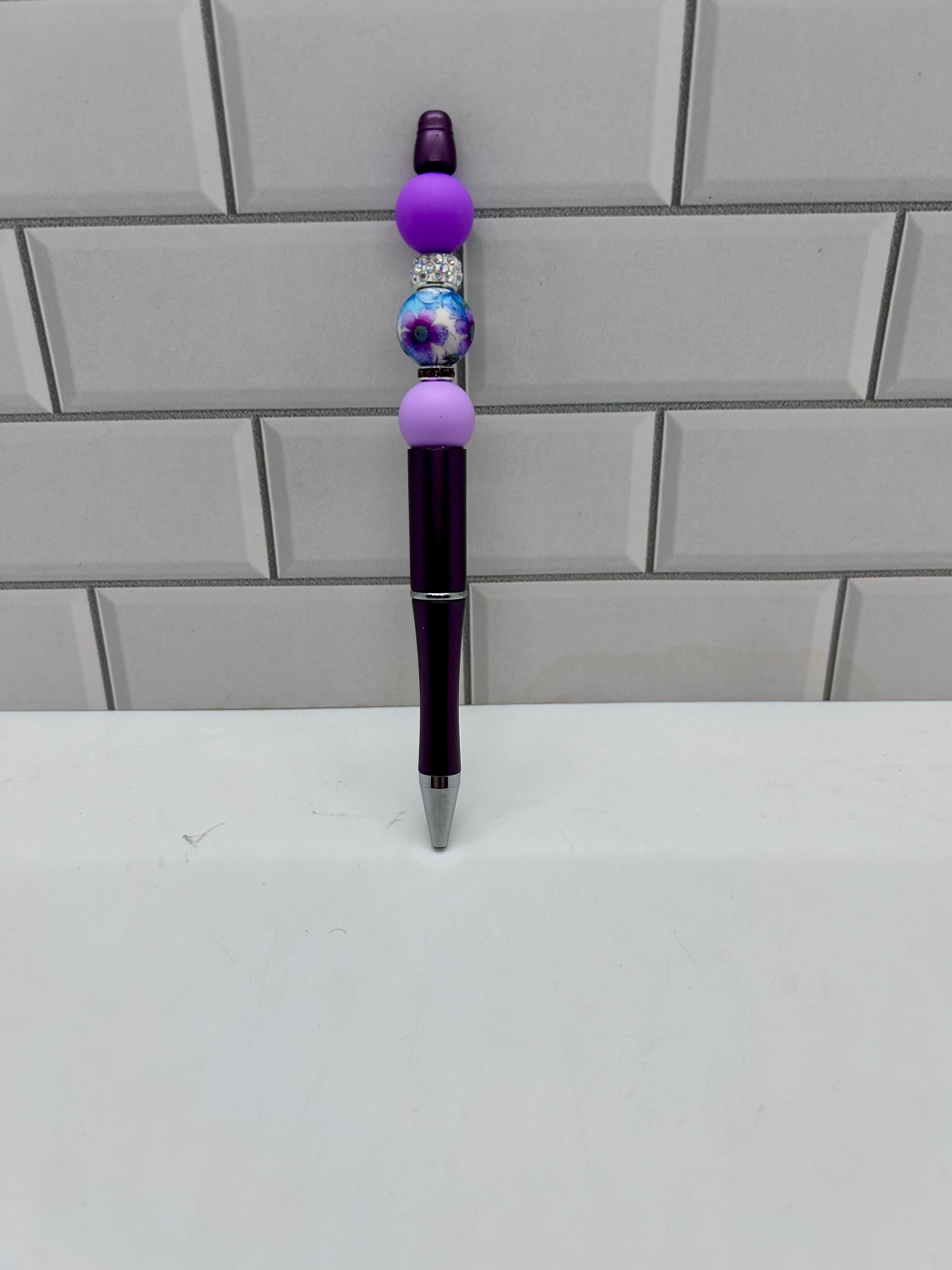 Stylo bille perlé - Silicone violet