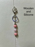 Wooden  and Silicone Beaded Keychain with Christian Focal