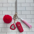 Wristlet Bling Keychain Bundle-Red with Candy Flavor