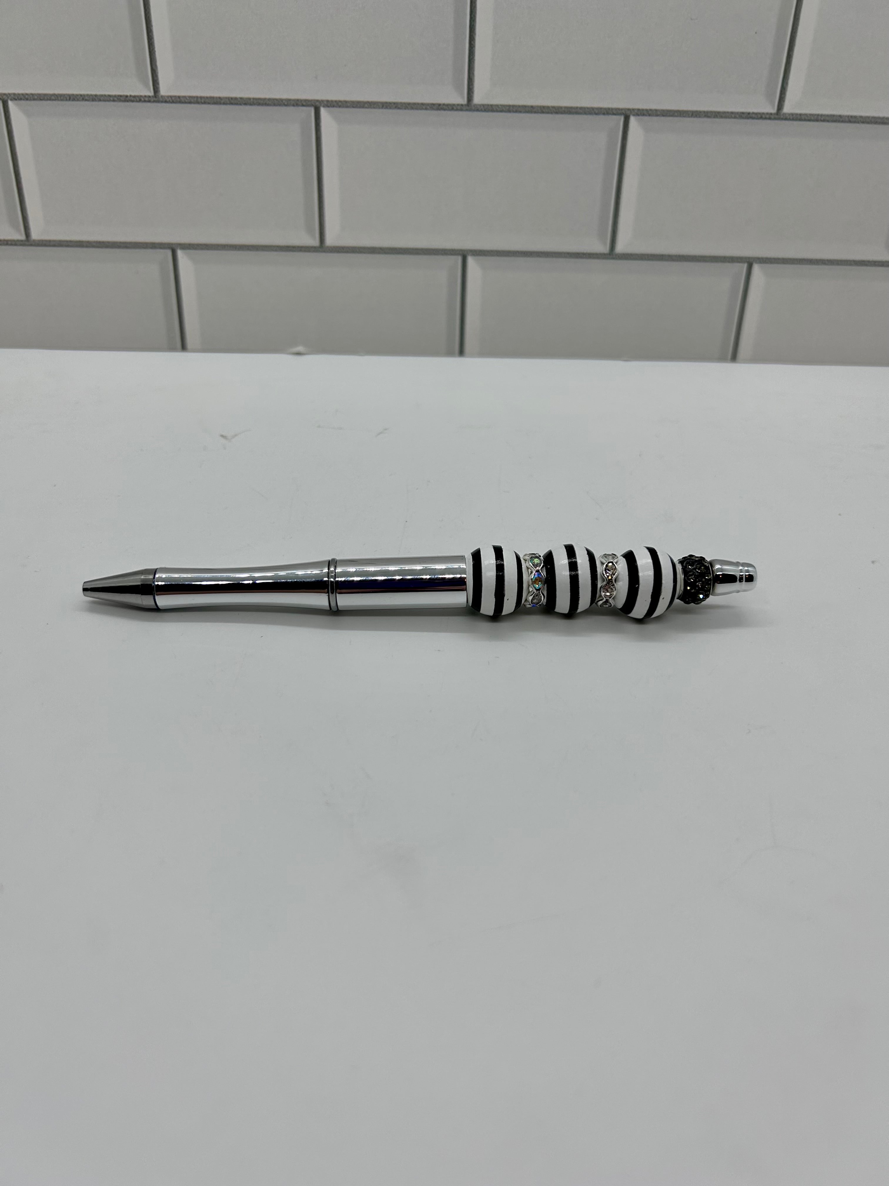 Metallic Silver Ballpoint Pen Wooden