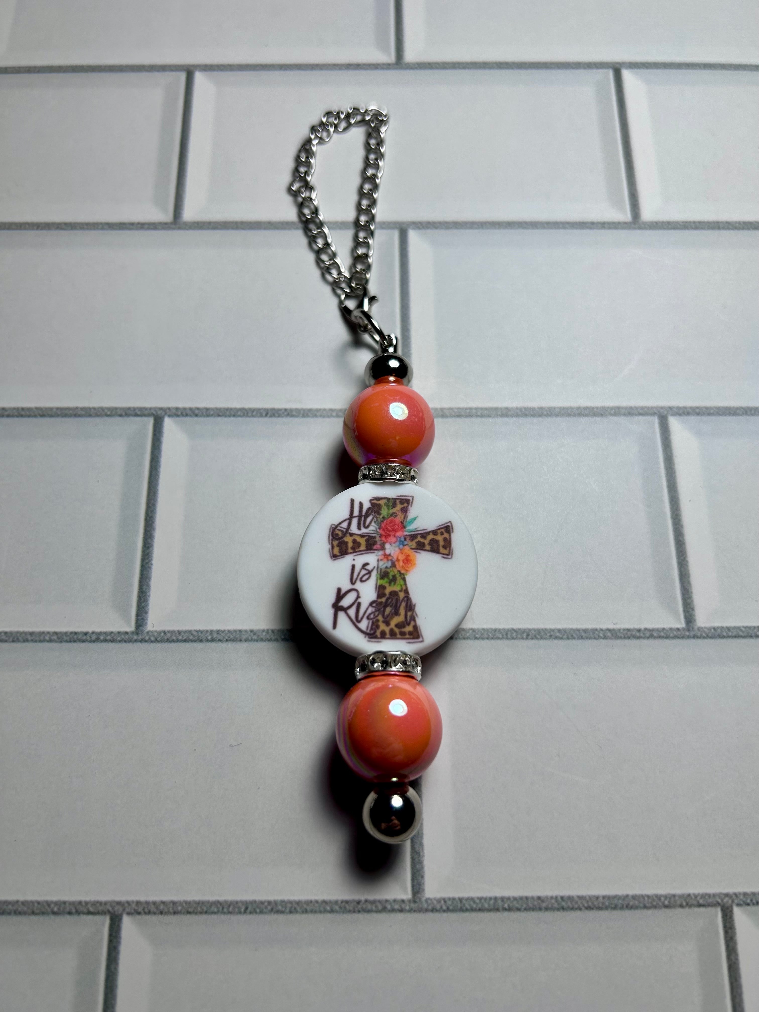 Beaded Cup Charm’s-Orange Acrylic with Focal