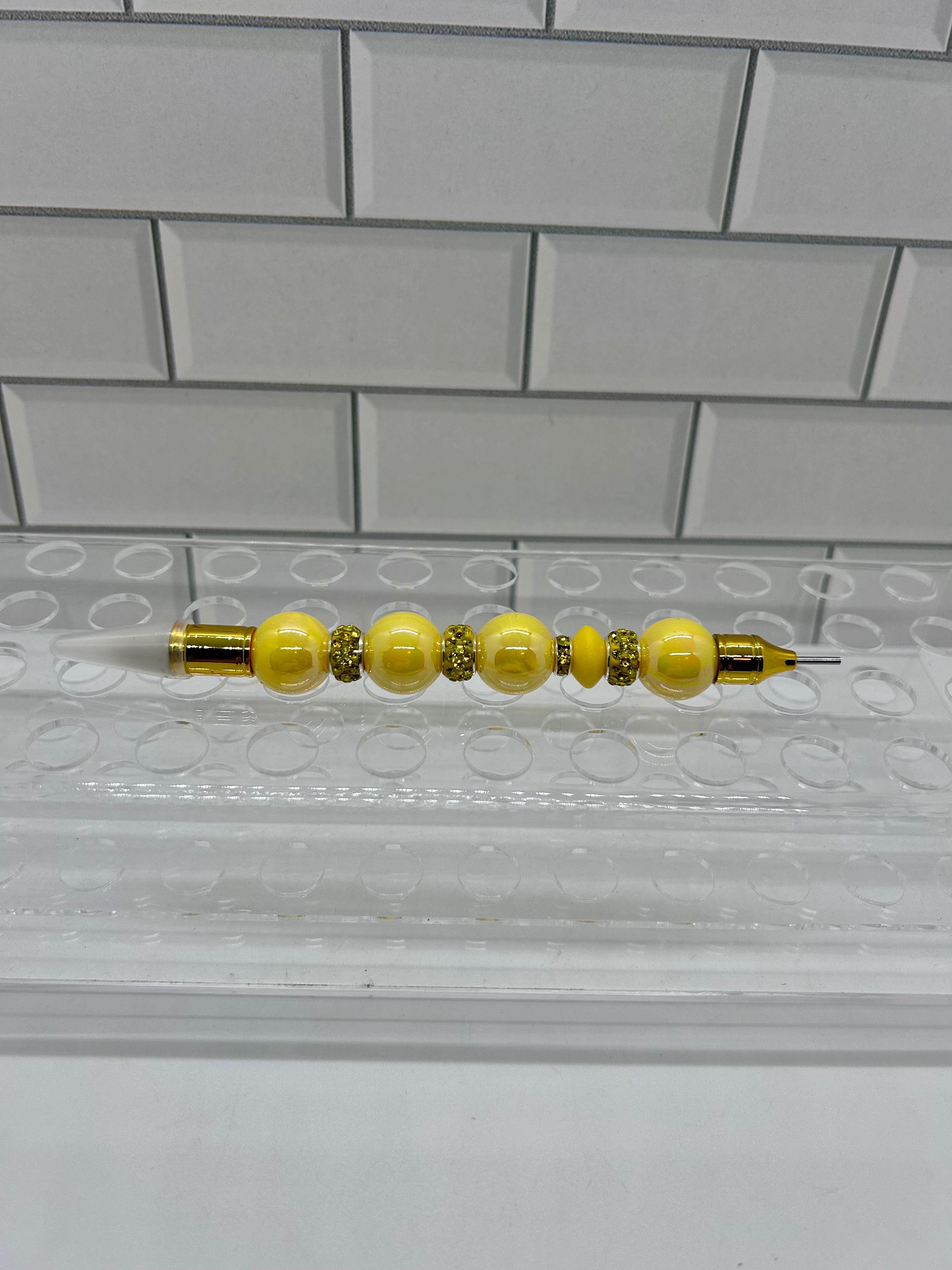 Beadable Rhinestone Picker Dotting Pen-Duel Ended-Yellow