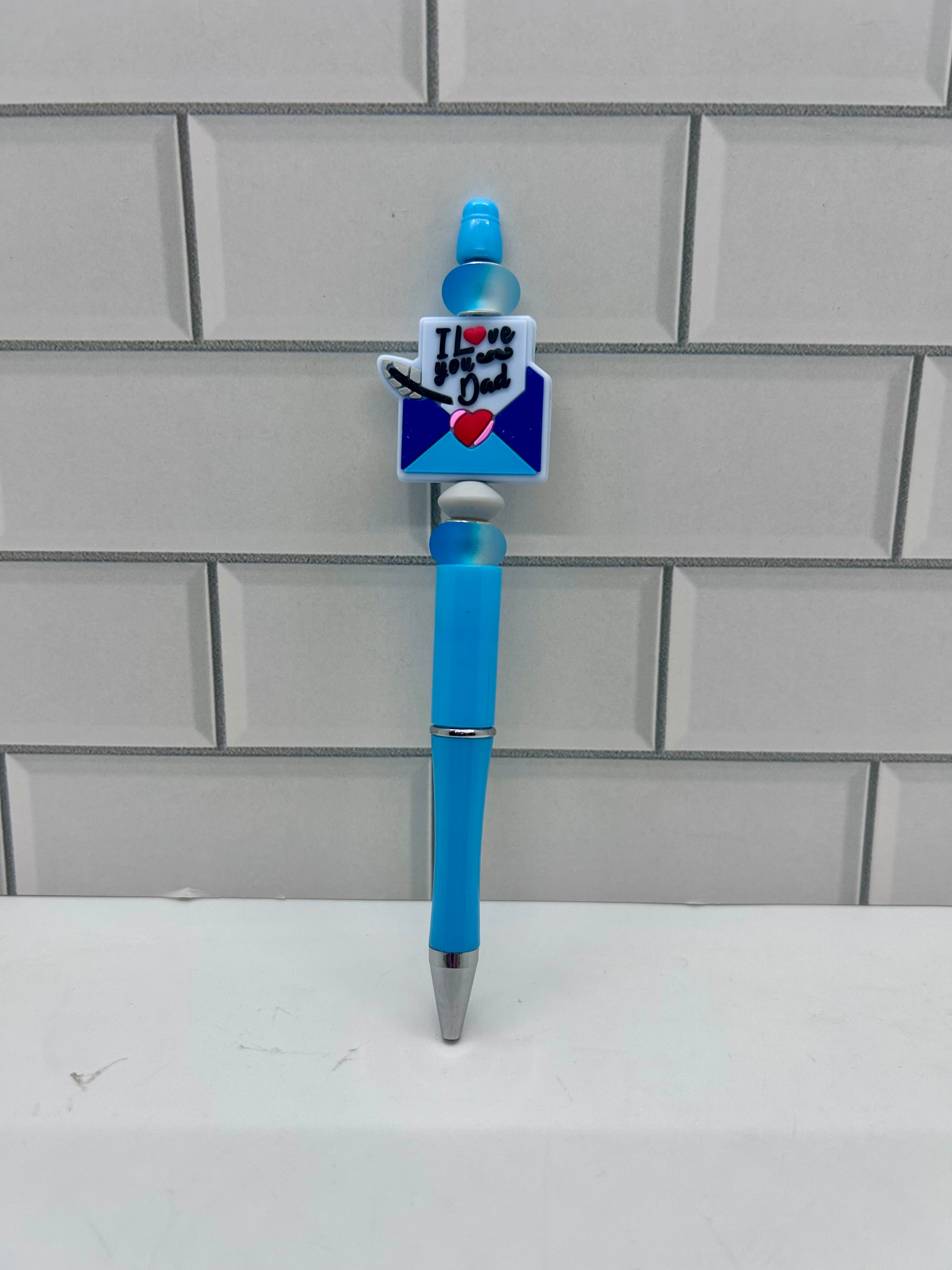 Beaded Ballpoint Pens-Blue with Father’s Day Theme