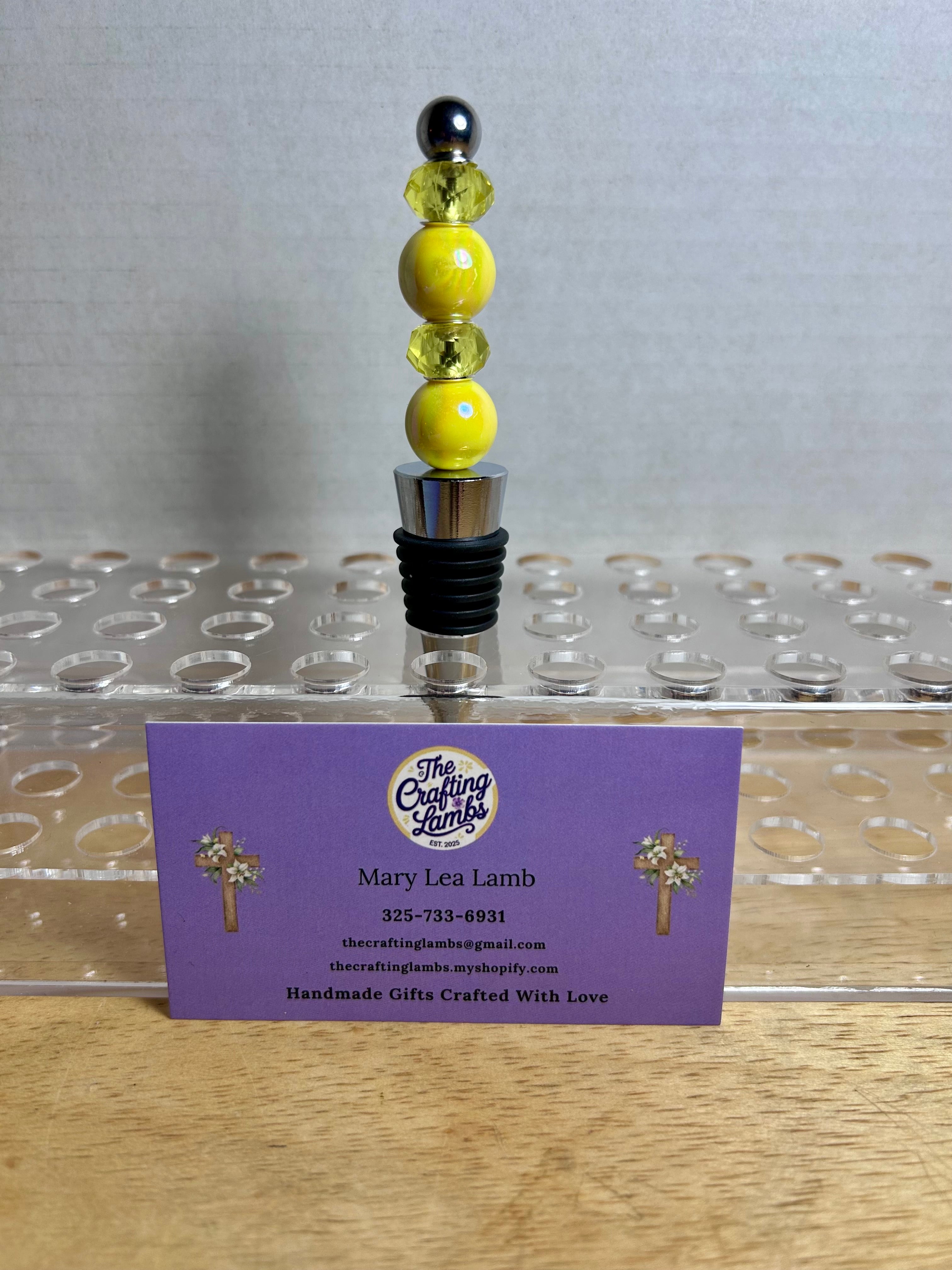 Beaded Wine Stopper-Yellow