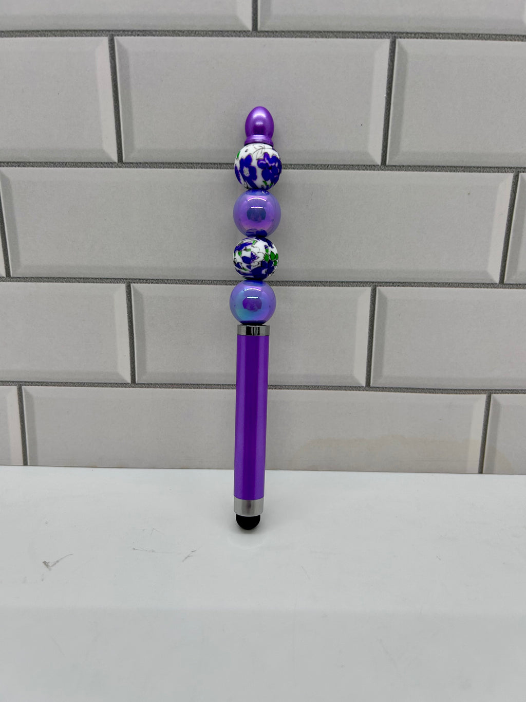 Stylet/Stylo Perlé - Acrylique et Silicone Violet