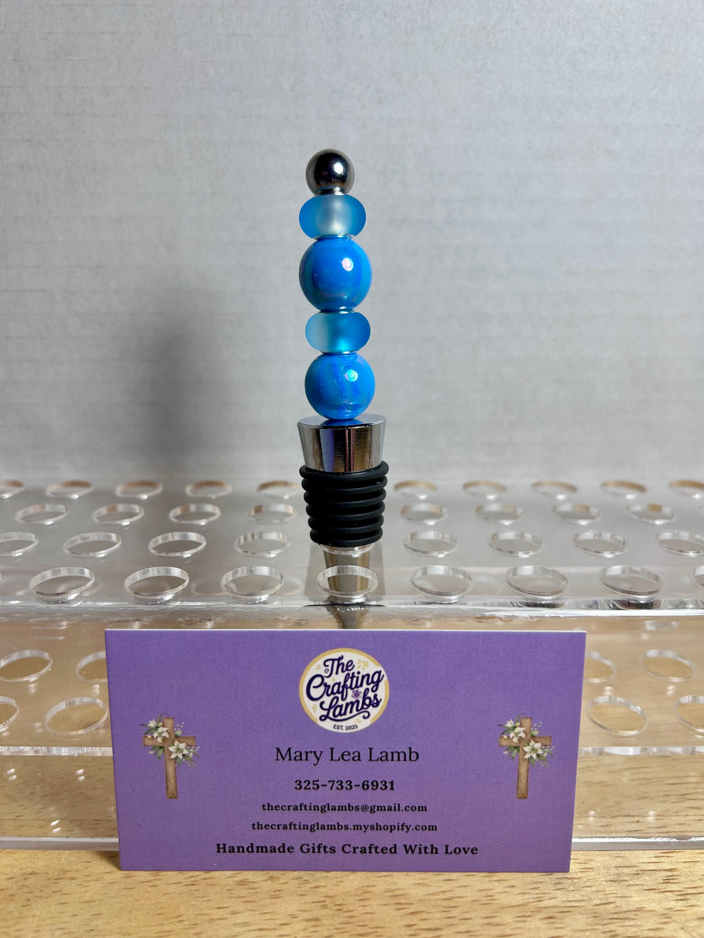 Beaded Wine Stopper-Blue