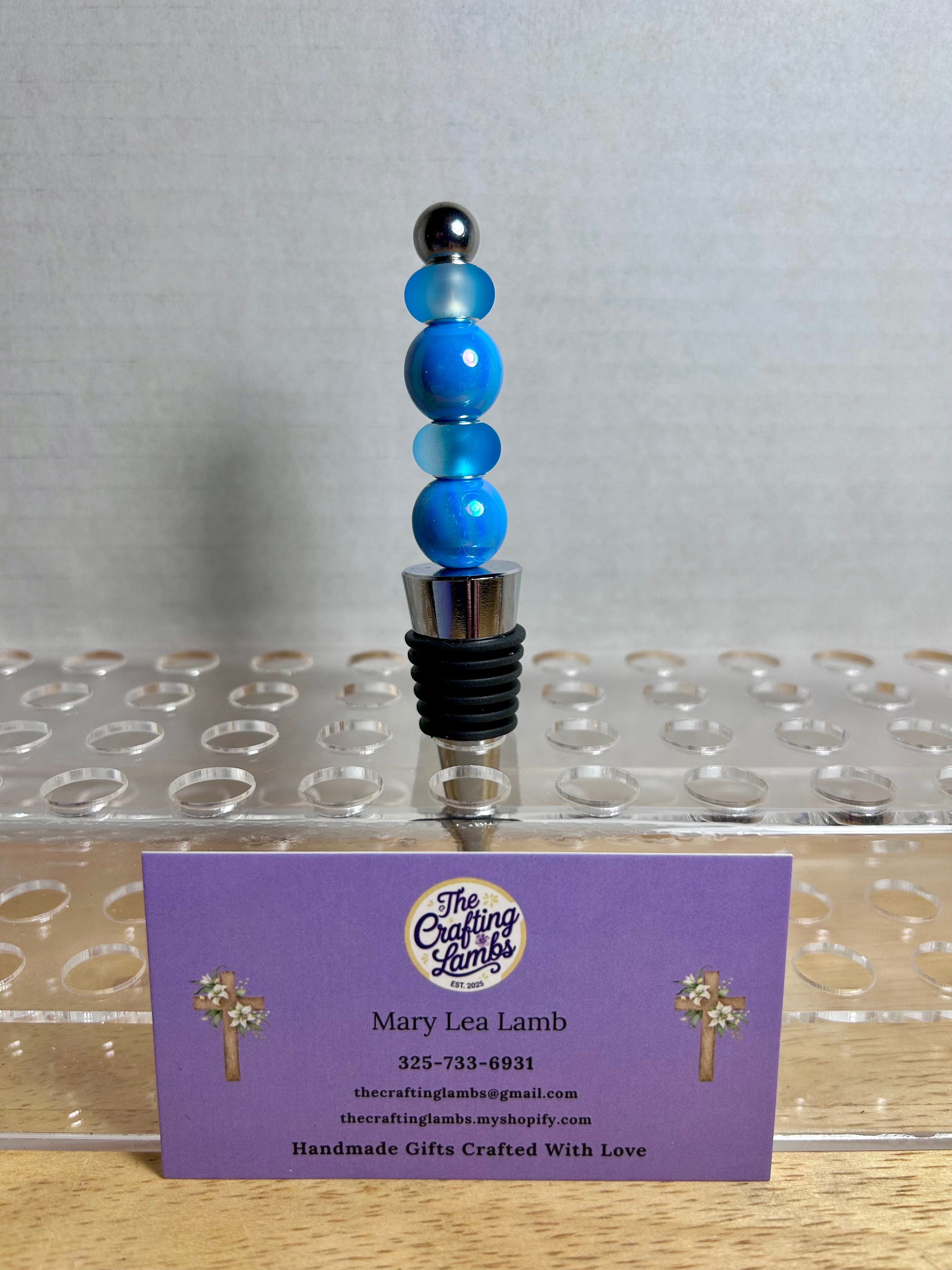 Beaded Wine Stopper-Blue