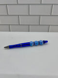 Metallic Blue Beaded Ballpoint Pen Acrylic