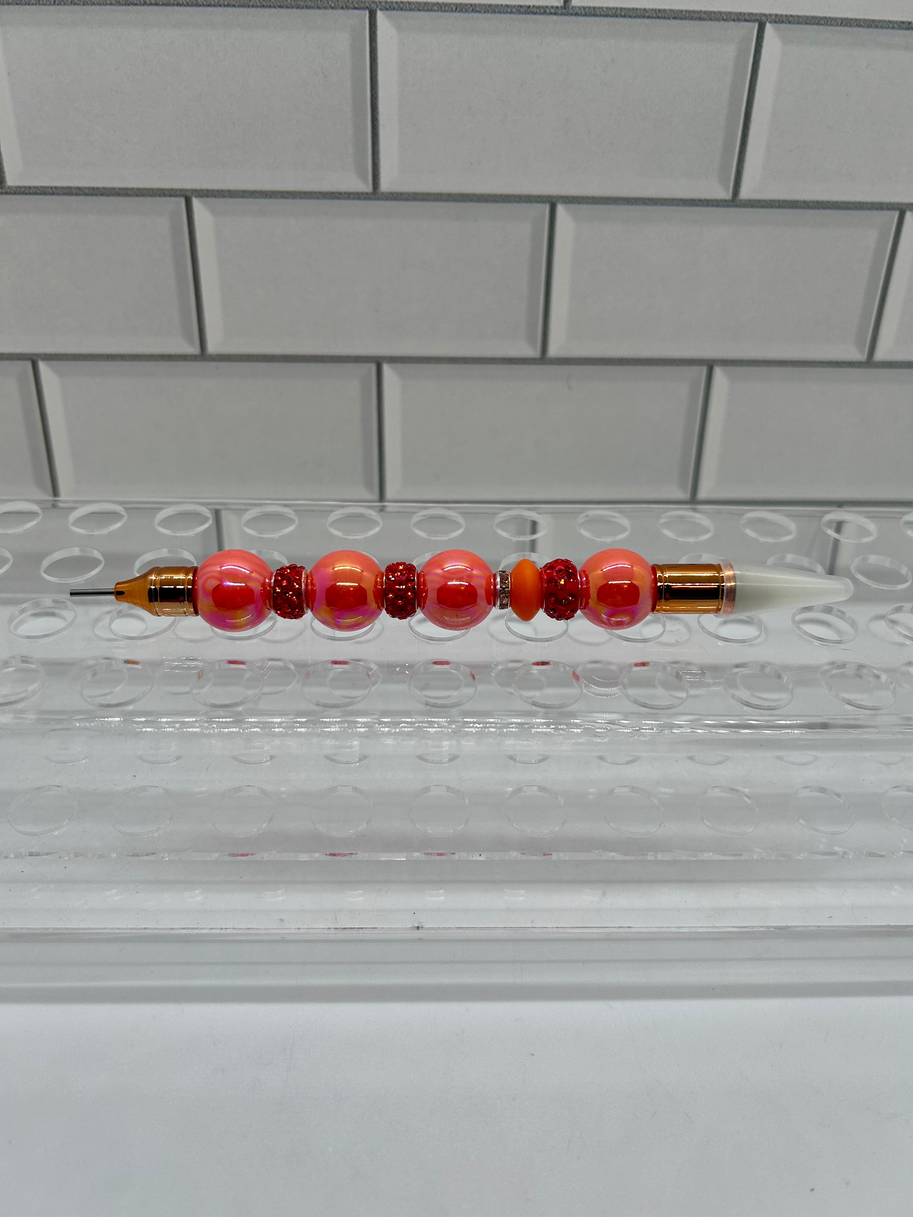 Beadable Rhinestone Picker Dotting Pen-Duel Ended-Orange