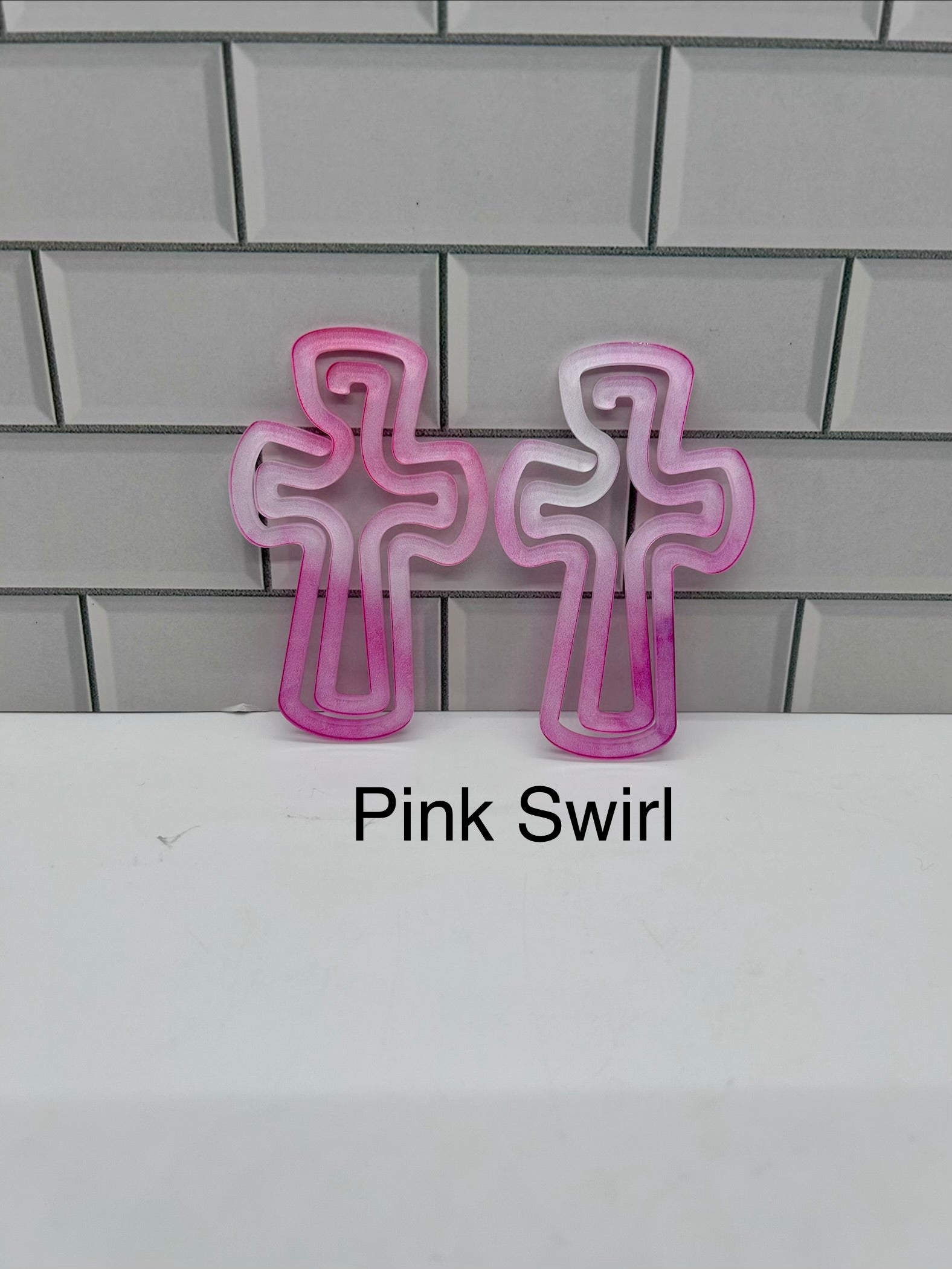Acrylic  4 inch x 2.5 inch Jumbo Cross Paper Clips-Pink