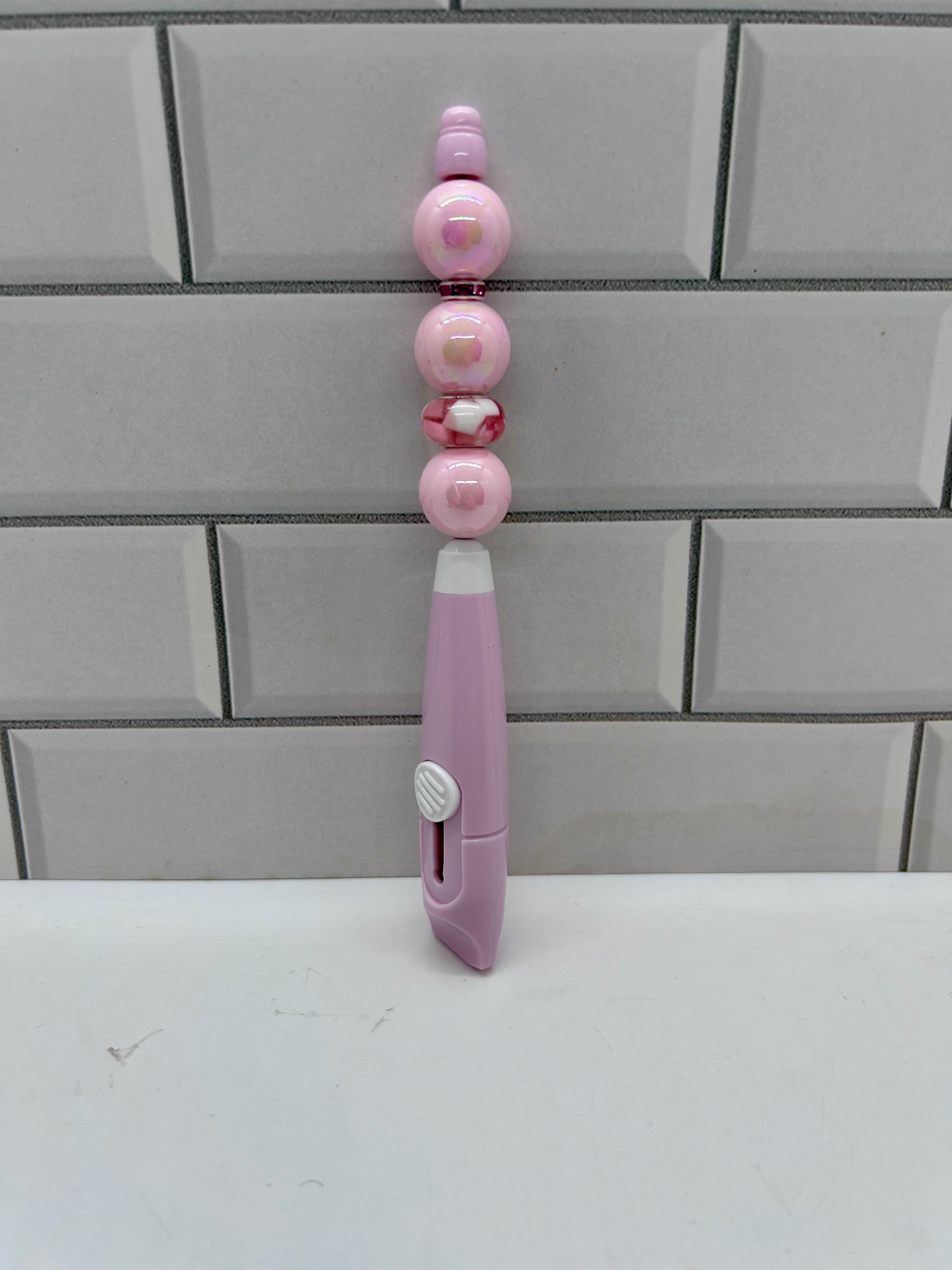 Beaded Box Cutter-Lighter Pink Acrylic