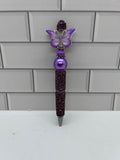 Rhinestone Beaded Ballpoint Pen-Dark Purple/Butterfly