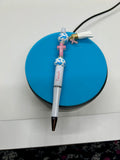 Beaded Ballpoint Pen featuring Wooden Beads and Focal with Christian Theme