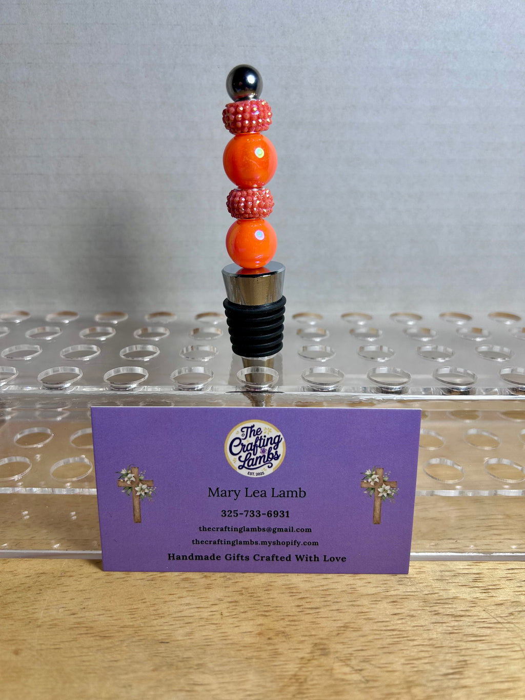 Beaded Wine Stopper-Orange