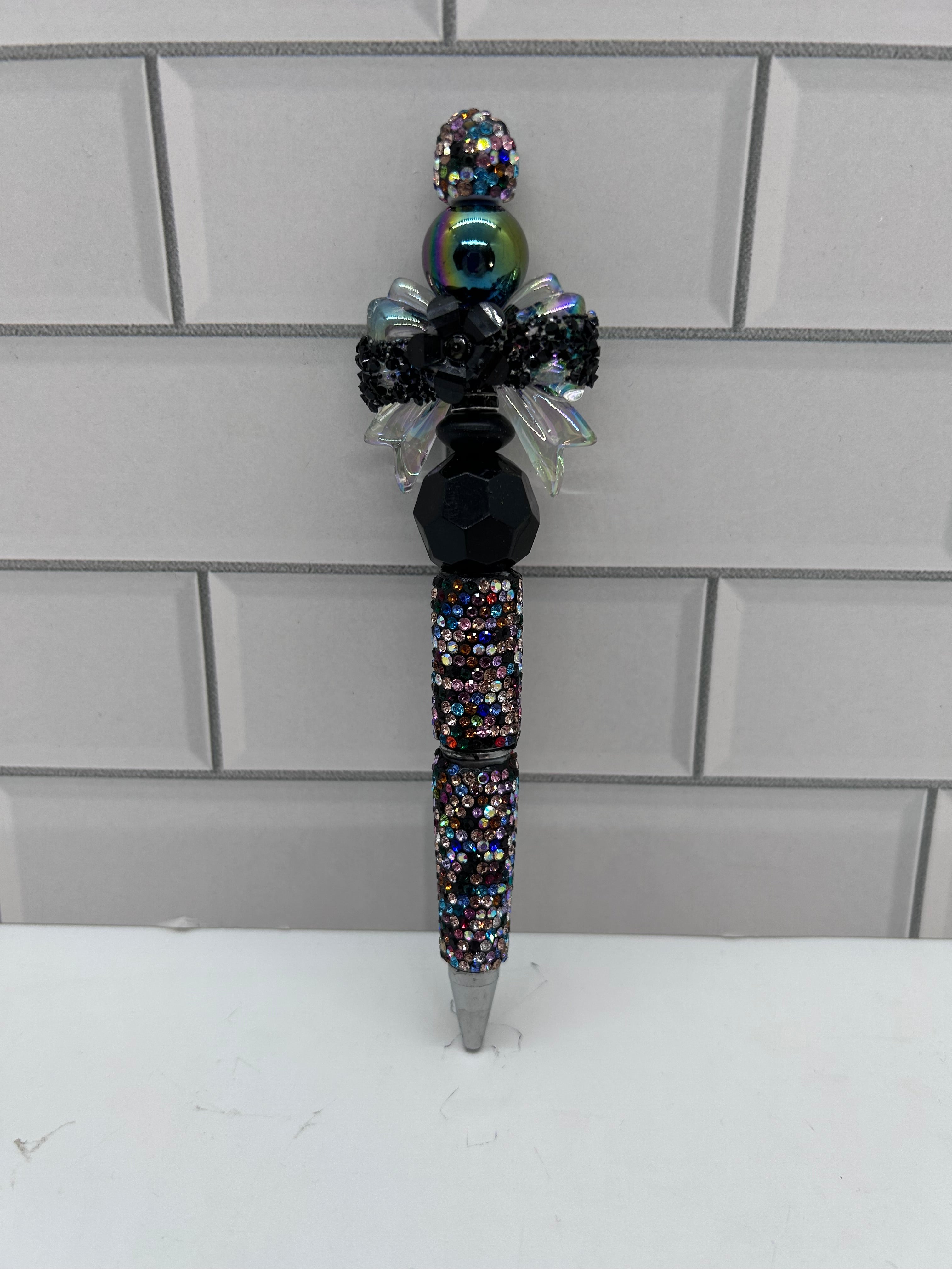 Rhinestone Beaded Ballpoint Pen-Mixed/Bow