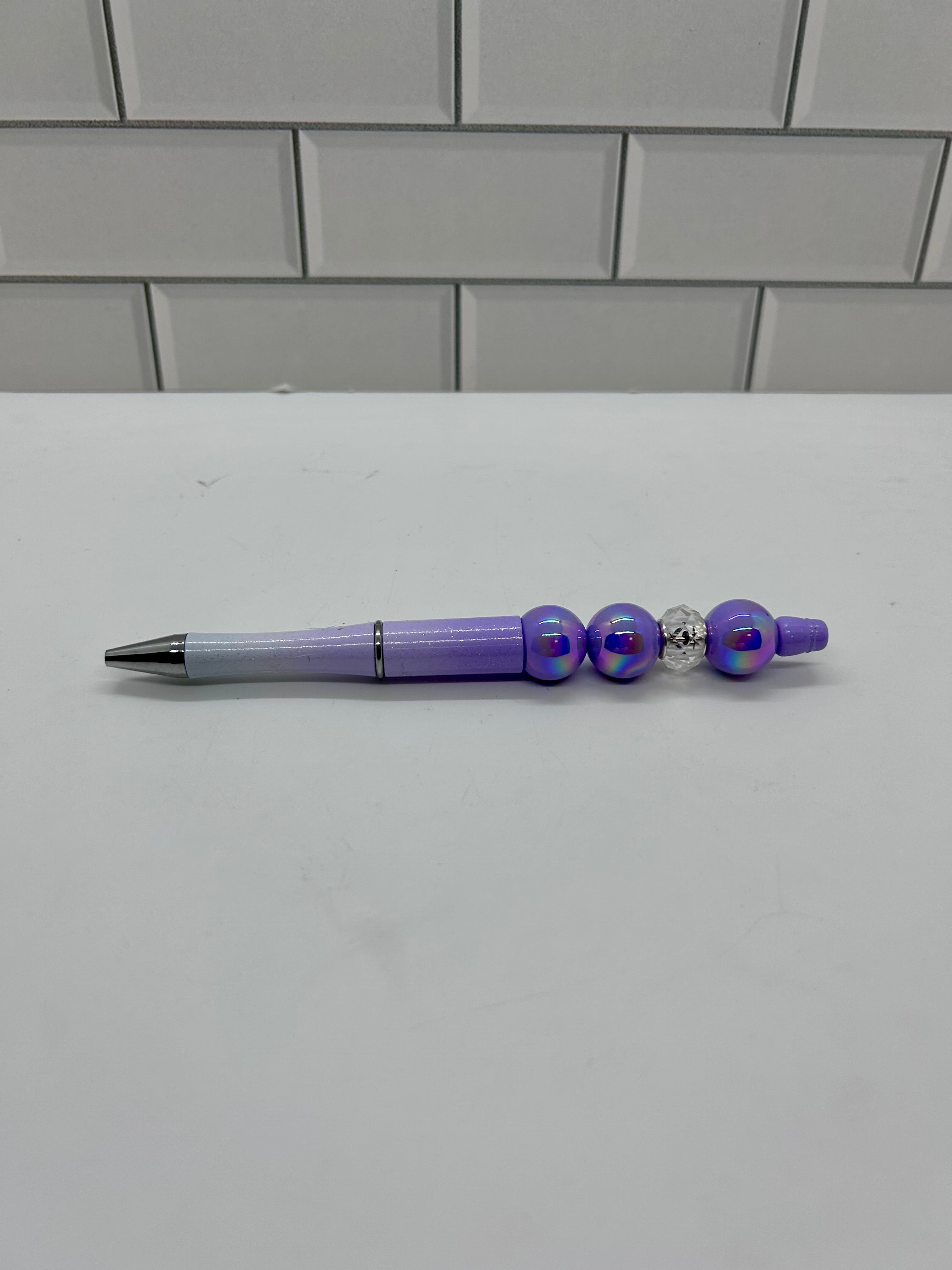 Ombré Purple Beaded Ballpoint Pen Acrylic