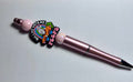 Stylo à bille perlé sur le thème de Pâques - Rose poudré/Rose