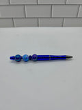 Beaded Ballpoint Pens-Metallic Blue Acrylic