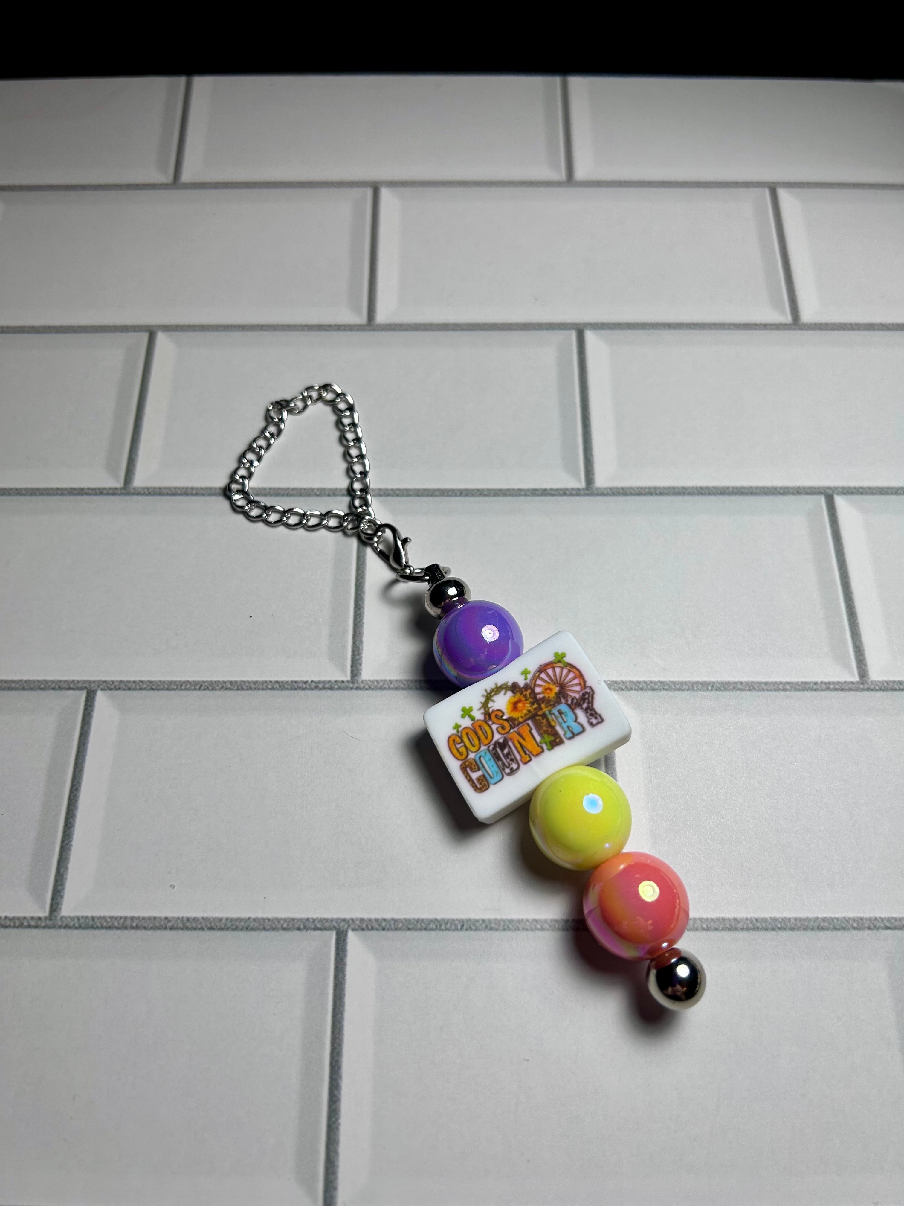 Beaded Cup Charm’s-Multi Color Acrylic with Focal