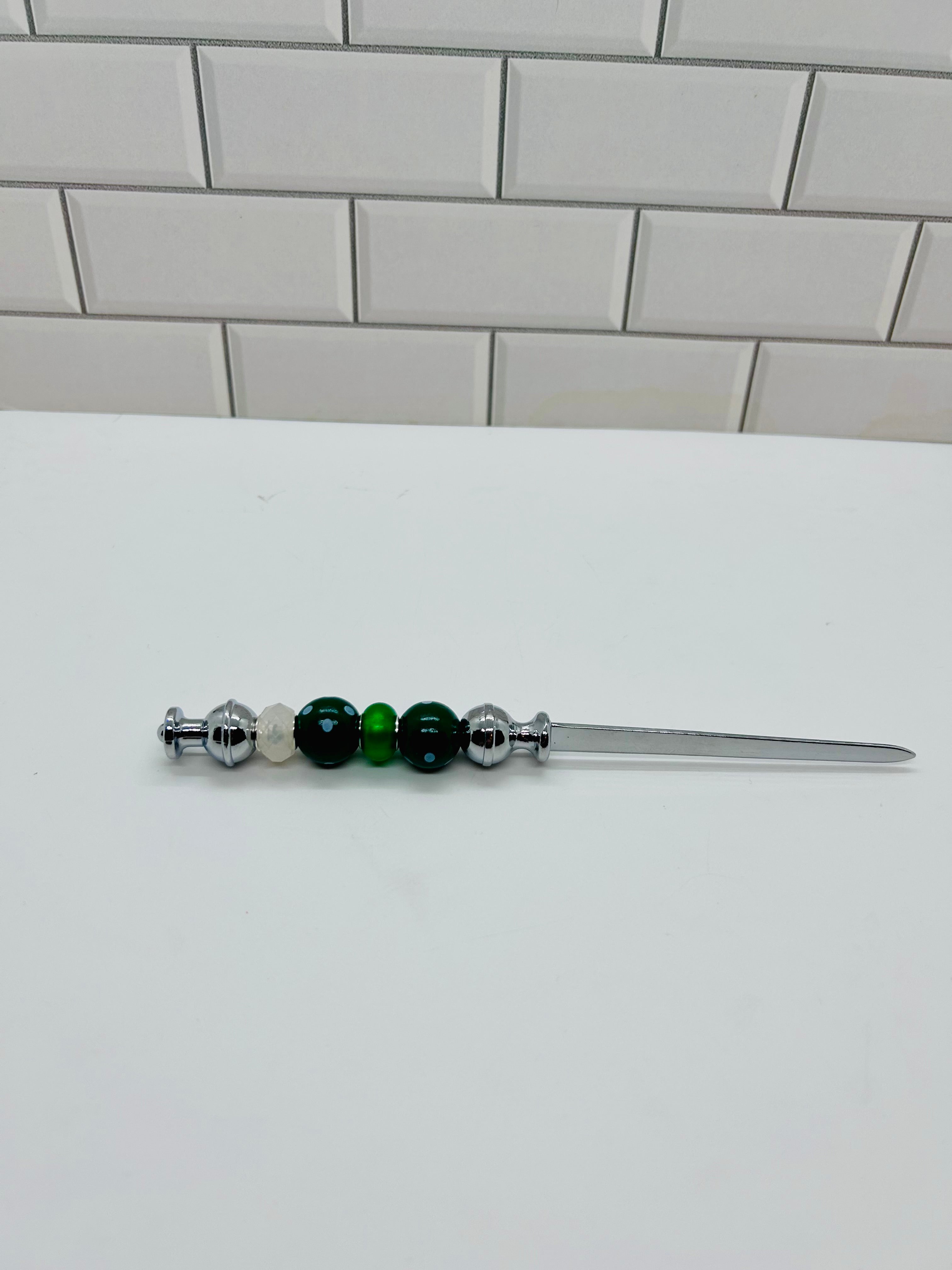 Beaded Letter Opener-Green Acrylic