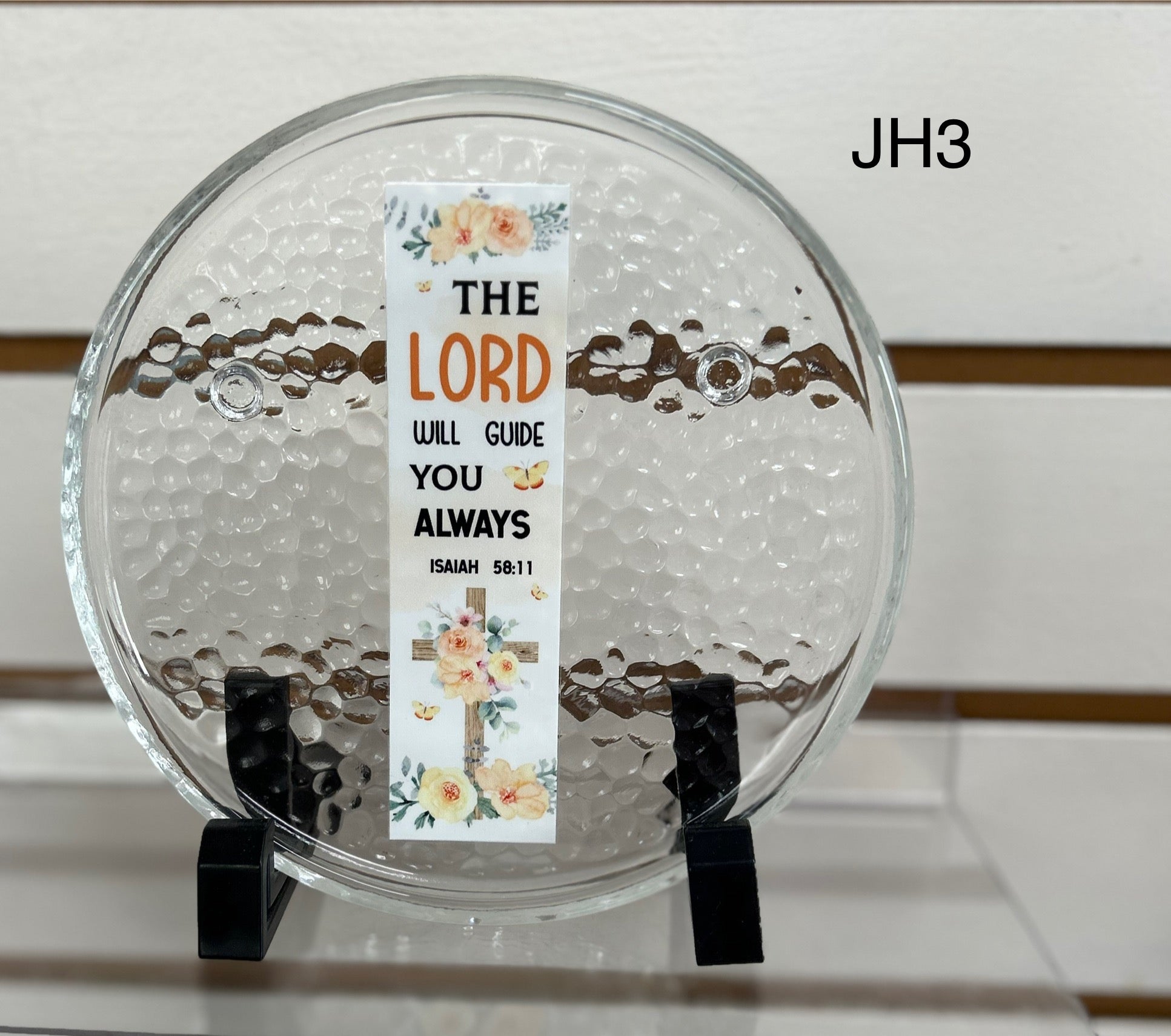 Support à bijoux en verre 6x6 pouces, avec un magnifique design, pieds en verre
