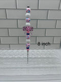 Beaded Pokey/Weeding Tool-8 inch-Pink/Blue