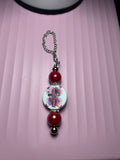 Beaded Cup Charm’s-Red Acrylic with Focal
