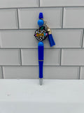 Beaded Ballpoint Pens-Blue with Teacher Theme