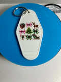 Retro Style Motel Keychain With Christmas Design