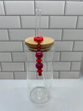 Beaded Straw Charm-Red