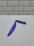 Metal Feather Beaded Bookmark-Purple