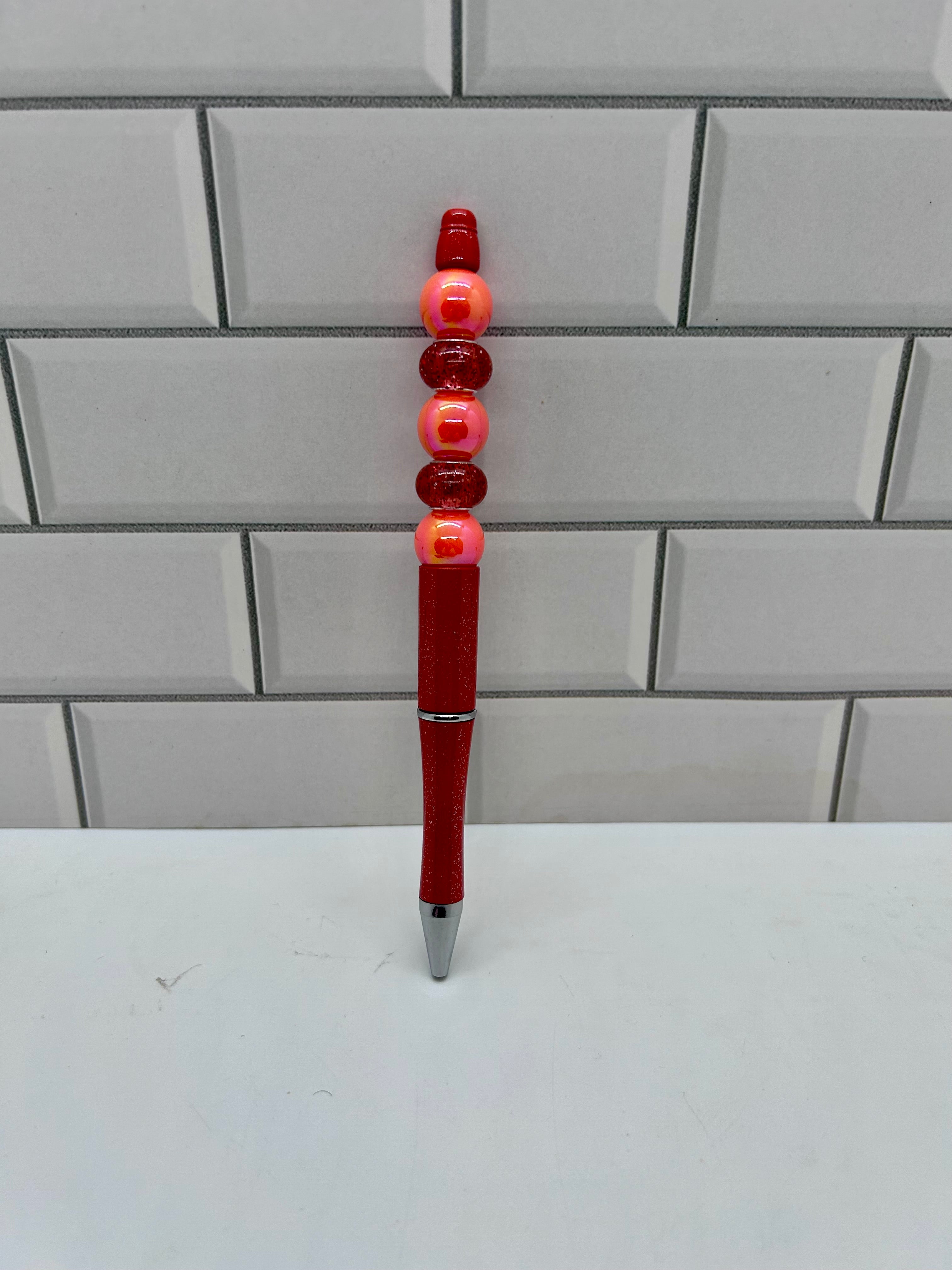 Beaded Ballpoint Pen-Dark Orange Acrylic