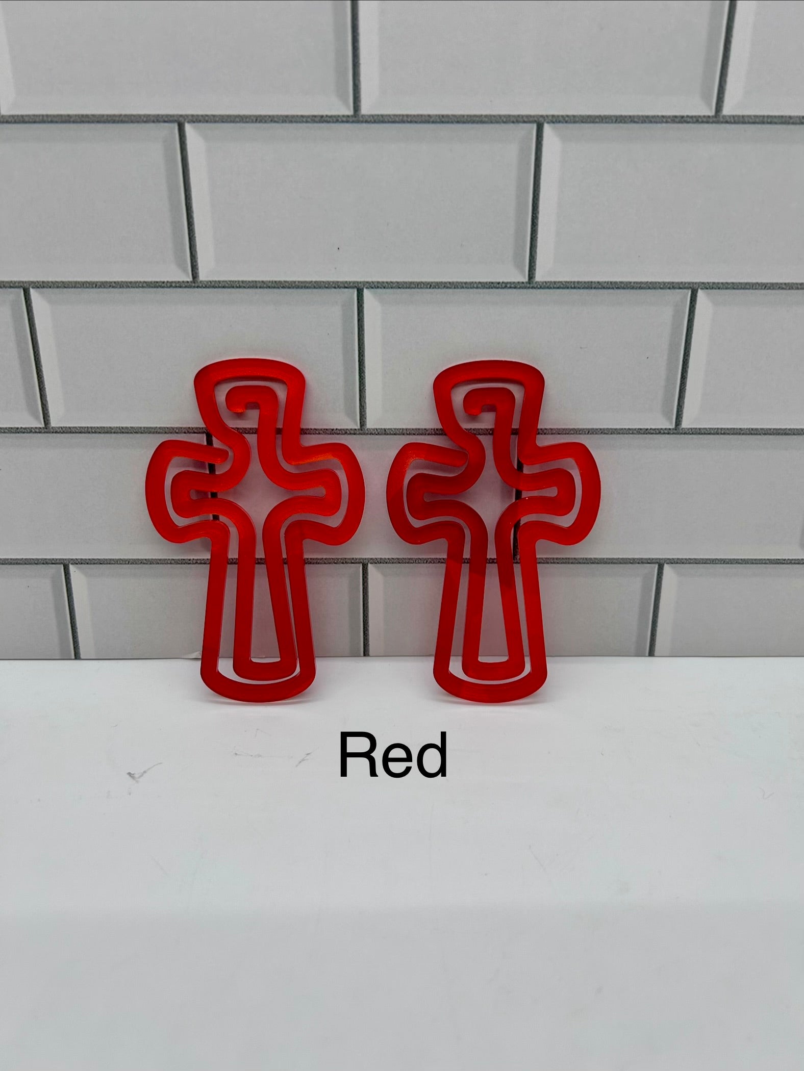 Acrylic  4 inch x 2.5 inch Jumbo Cross Paper Clips-Red