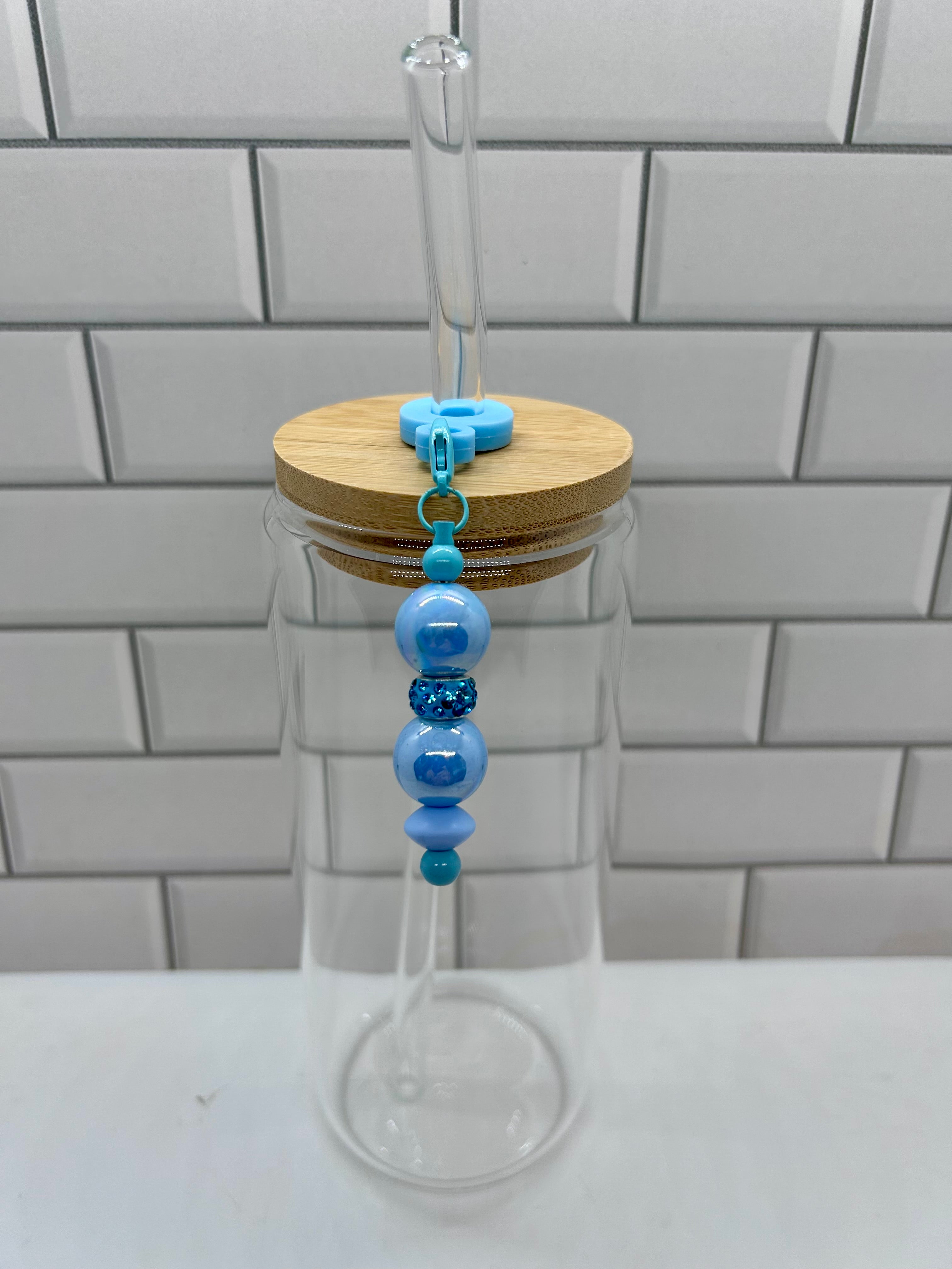 Beaded Straw Charm-Blue