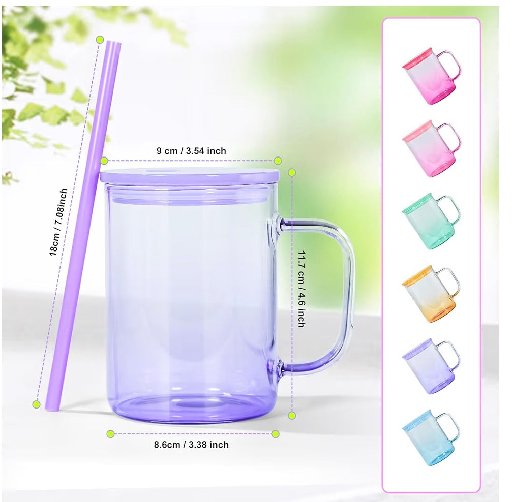 Mug gobelet en verre ombré de 47 cl, rose vif avec thème biblique